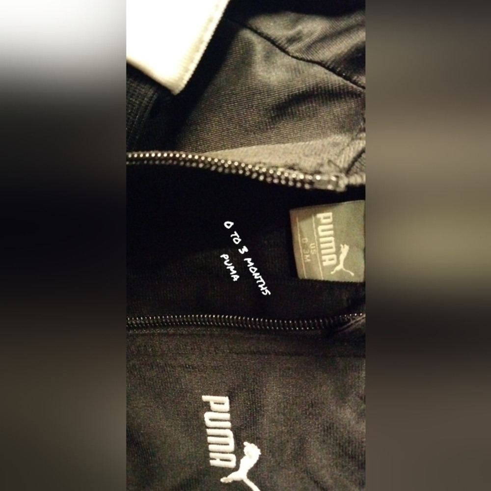 Black Puma jumper onesie 0 to 3 months